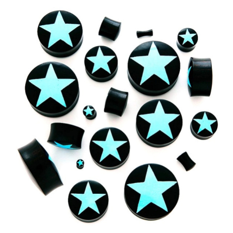 Sedlový plug - černý organický materiál, hvězda - Tloušťka : 5 mm Šperky eshop