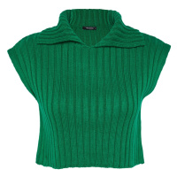 Trendyol Green Crop Polo Neck Pletený svetr