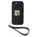 PU Leather Stack Logo Wrist Strap Zadní Kryt pro iPhone 13 Black DKNY