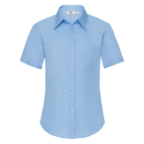 Blue Poplin Shirt With Short Sleeves Fruit Of The Loom