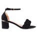Designové dámské sandály černé na širokém podpatku