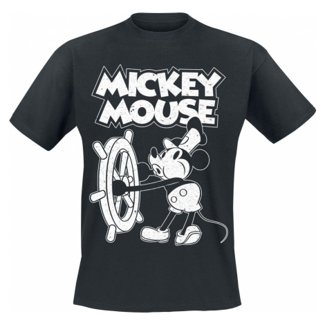 Mickey & Minnie Mouse Steamboat Willie Tričko černá