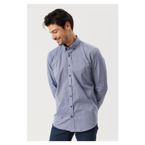 ALTINYILDIZ CLASSICS Men's Navy Blue Slim Fit Slim Fit Shirt with Buttons Collar Patterned AC&Co / Altınyıldız Classics