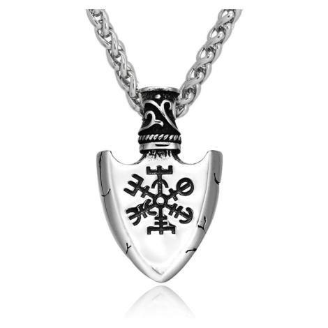 Přřívěsek z chirurgické oceli – Šíp Valknut & Vegvisir - Model včetně řetízku 3mm/ 50 cm