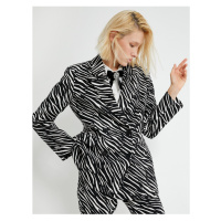 Koton Zebra Patterned Double Breasted Blazer Jacket
