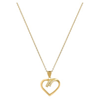 Beneto Pozlacený stříbrný náhrdelník se srdcem AGS1138/47-GOLD (řetízek, přívěsek)