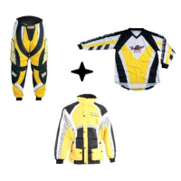 BOLDER SET 12 Motocross kalhoty 608 + dres 608 + bunda 47 žlutá
