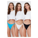 Trendyol Black-White-Blue 3-Pack Cotton Brazilian Knitted Panties