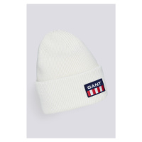 ČEPICE GANT UNISEX. RETRO SHIELD BEANIE bílá