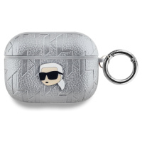 Karl Lagerfeld PU Embossed Karl Head Pouzdro pro AirPods Pro Silver