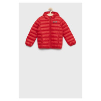 Dětská péřová bunda EA7 Emporio Armani červená barva