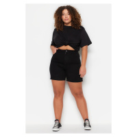 Trendyol Curve Black High Waist Flexible Skinny Denim Shorts &; Bermuda