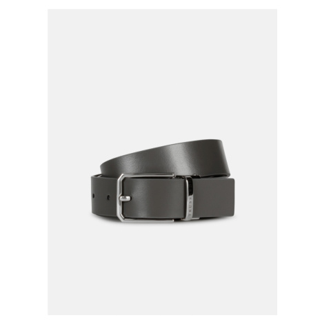 Opasek trussardi belt h 3,5 cm reversible double texture smooth + full grain leather černá