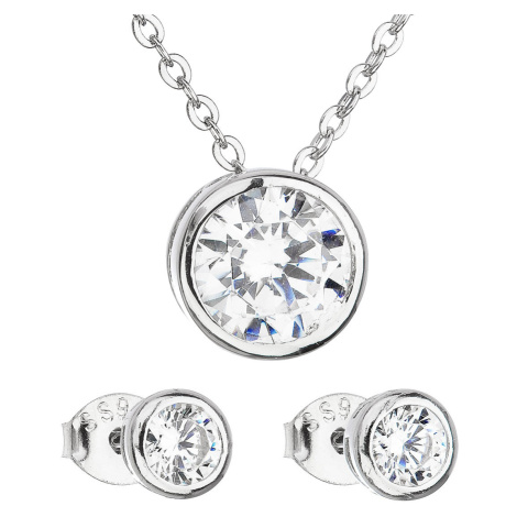 Evolution Group Sada šperků se zirkonem v bílé barvě náušnice a náhrdelník 19006.1