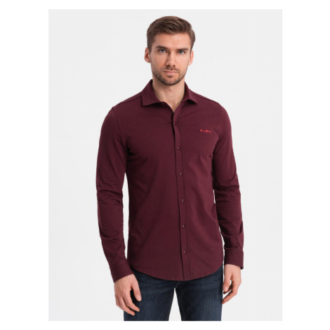 Men's cotton single jersey knit REGULAR shirt - maroon V3 OM-SHCS-0138 Ombre