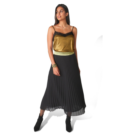 Blancheporte Plisovaná sukně se zlatým pasem černá