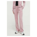 Velurové teplákové kalhoty Juicy Couture růžová barva