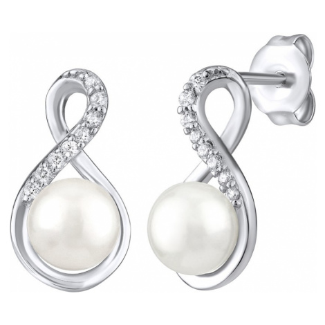 Silvego stříbrné náušnice s bílou přírodní perlou