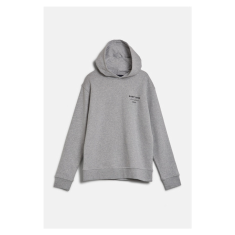 MIKINA GANT GRAPHIC SCRIPT RELAXED HOODIE LIGHT GREY MELANGE