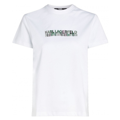 Tričko karl lagerfeld seasonal logo regular t-shirt bílá