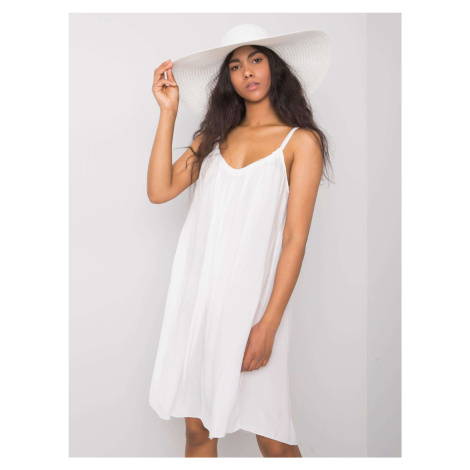 Bílé dámské šaty na ramínka -white Bílá BASIC