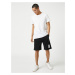 Koton Basic Shorts Tie the waist, Slogan and Printed Labels, Pockets.