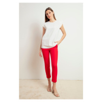 Lafaba Women's Red High Waist Cloth Pants