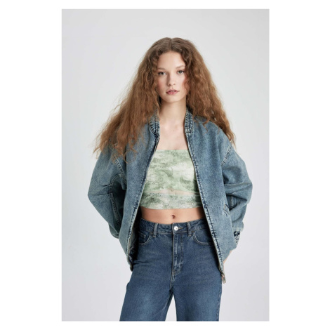 DEFACTO Oversize Fit Bomber Collar Jean Jacket