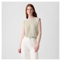 Top GAP Sleeveless Linen Blend Shell Top Regular Grey