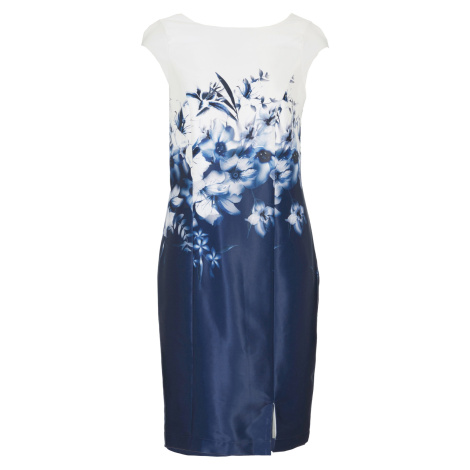Bonprix BPC SELECTION pouzdrové šaty s květy Barva: Modrá, Mezinárodní