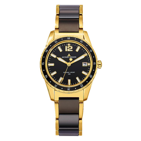 Dámské hodinky Jacques Lemans Barva žlutého zlata/Černá