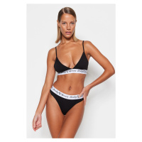 Trendyol Black Cotton Elastic String Strap Knitted Underwear Set