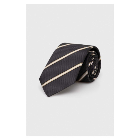 Hedvábná kravata BOSS šedá barva Hugo Boss