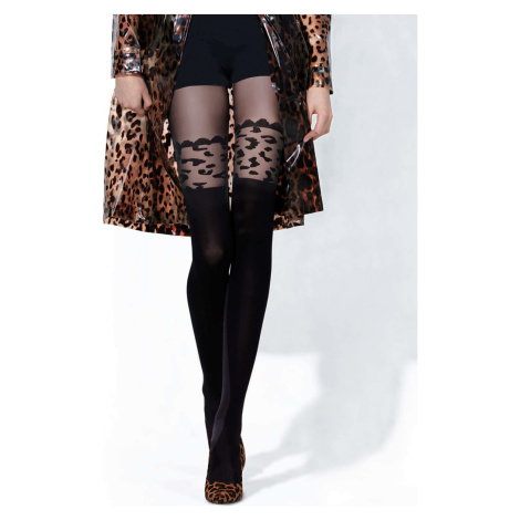 ČERNÉ SILONKY S LEOPARDÍM VZOREM KNITTEX 21908 LEOPARD 3D 50 DEN Černá BASIC