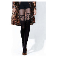 ČERNÉ SILONKY S LEOPARDÍM VZOREM KNITTEX 21908 LEOPARD 3D 50 DEN Černá