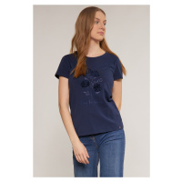 MONNARI Woman's T-Shirts T-Shirt With Decorative Panel Navy Blue