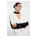 Trendyol Ecru Soft Textured Color Blocked Knitwear Cardigan