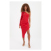 Trendyol Red Decollete Detailed Evening Dress