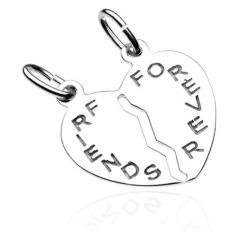 Dvojpřívěsek ze stříbra 925 - přelomené srdce s nápisem FRIENDS FOREVER Šperky eshop