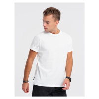 Ombre Clothing Bavlněné klasické bílé tričko s krátkým rukávem V14 TSBS-0146