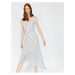 Koton Asymmetrical Square Neckline Striped Dress with Skirt