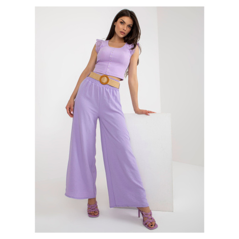 Světle fialové kalhoty ze vzdušné látky Fashionhunters