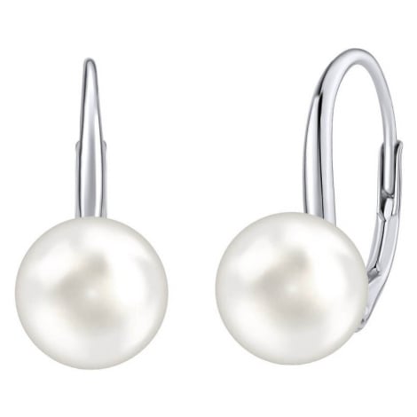 Silvego Stříbrné náušnice s bílou perlou Swarovski® Crystals VSW018ELPS