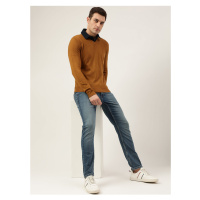 Hnědý pánský basic svetr s véčkovým výstřihem Marks & Spencer Cashmilon™
