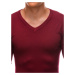 Buďchlap Pánský svetr s V-výstřihem v tmavě červené barvě E206