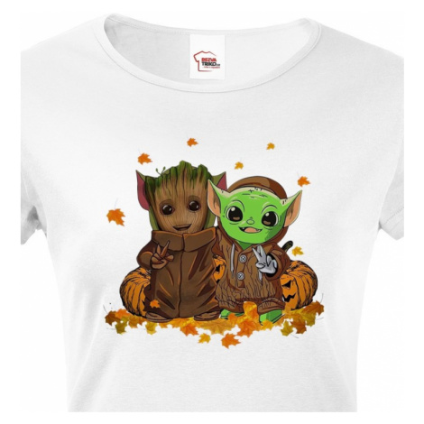 Dámske tričko Mistr Yoda a Groot - ideální pro každou fanynku BezvaTriko
