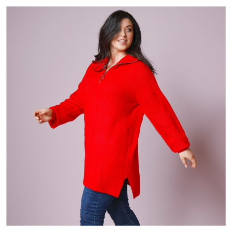 Blancheporte Tunikový pulovr se stojáčkem červená