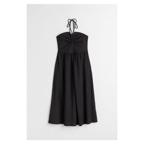 H & M - Žebrované šaty halterneck - černá H&M