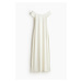 H & M - Šaty z žebrovaného úpletu's odhalenými rameny - bílá