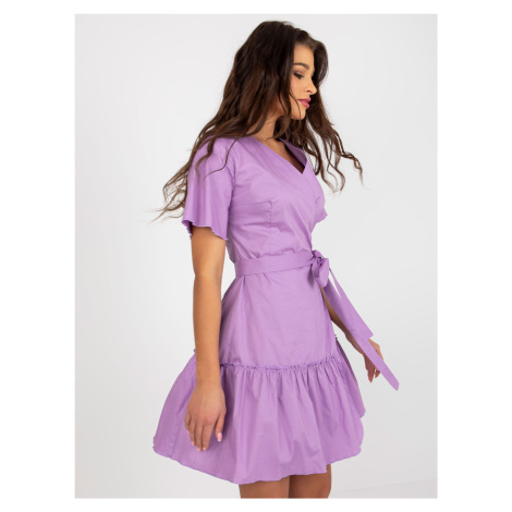 Světle fialové letní rozevláté šaty s volánky - LAKERTA